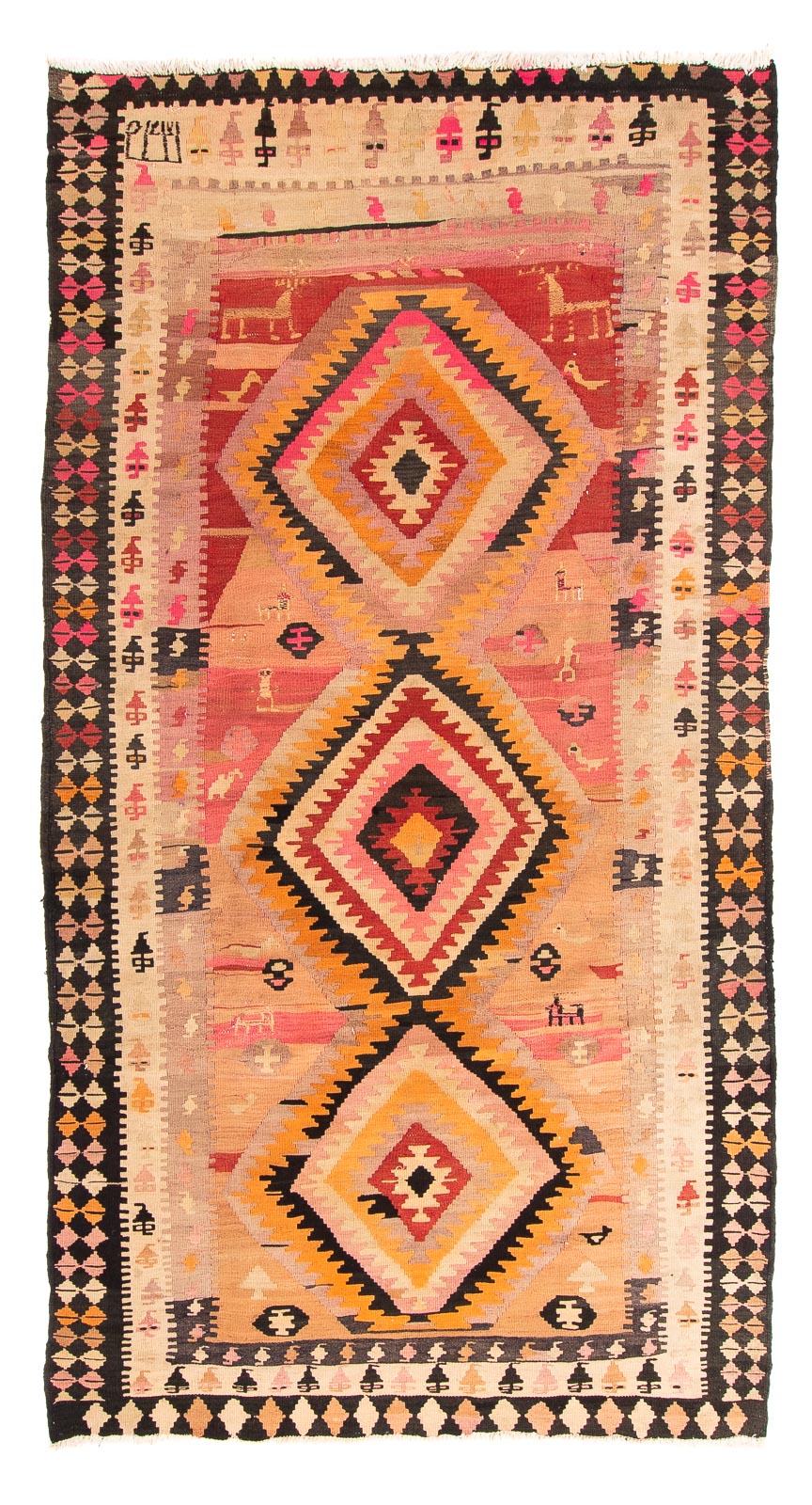 Runner Kelim Rug - Old - 275 x 150 cm - multicolored