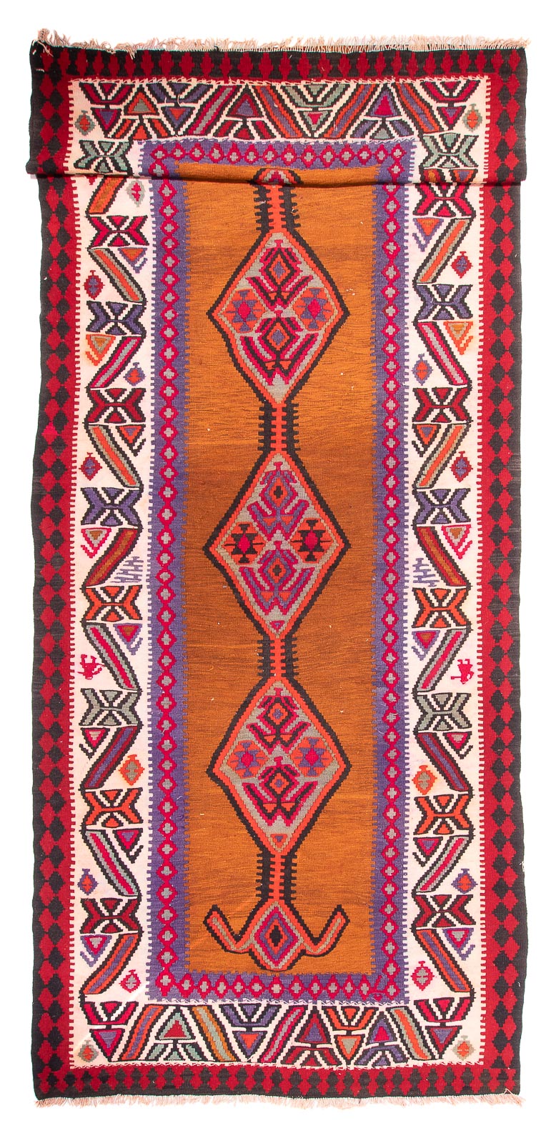 Runner Kelim Rug - Old - 520 x 185 cm - brown