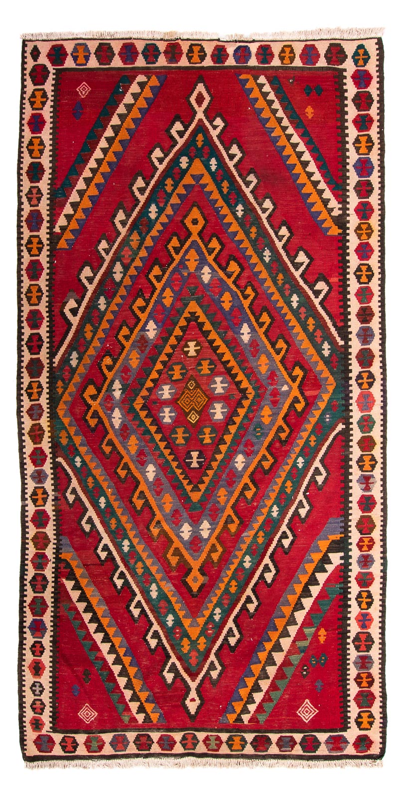Runner Kelim Rug - Old - 323 x 167 cm - multicolored