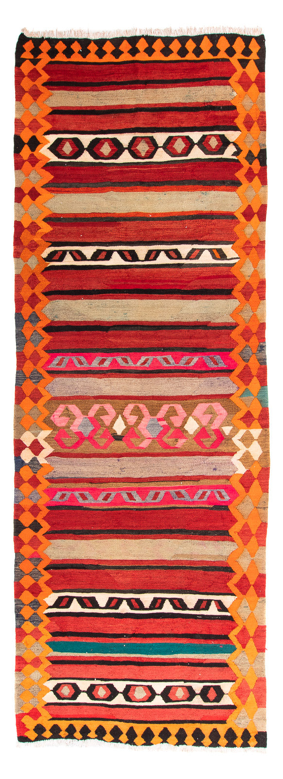 Runner Kelim Rug - Old - 370 x 130 cm - multicolored