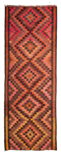 Runner Kelim Rug - Old - 380 x 150 cm - multicolored