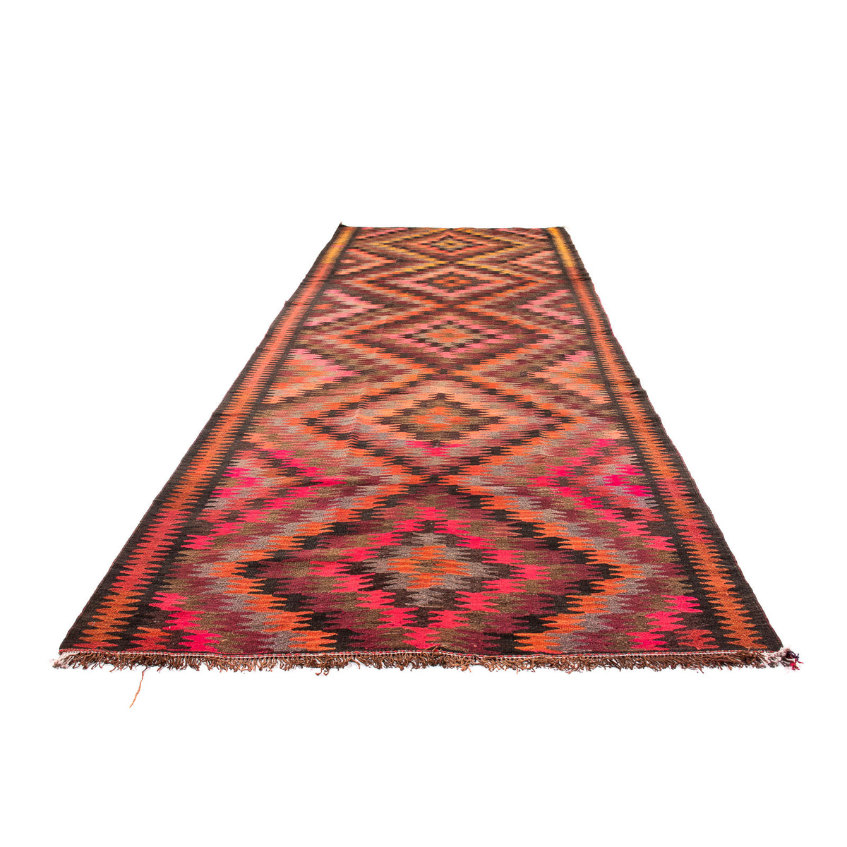 Runner Kelim Rug - Old - 380 x 150 cm - multicolored