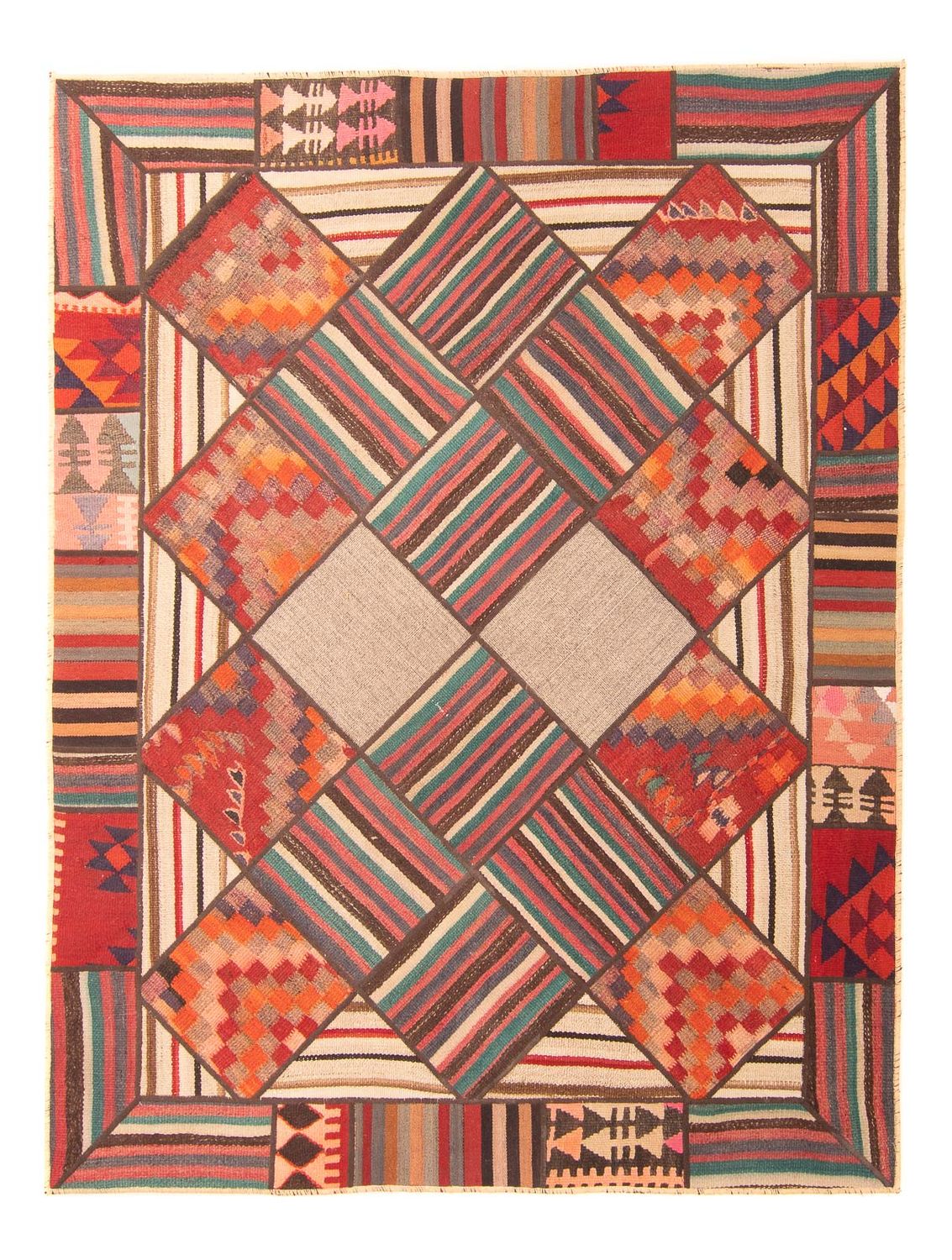 Patchwork Rug - 200 x 150 cm - multicolored