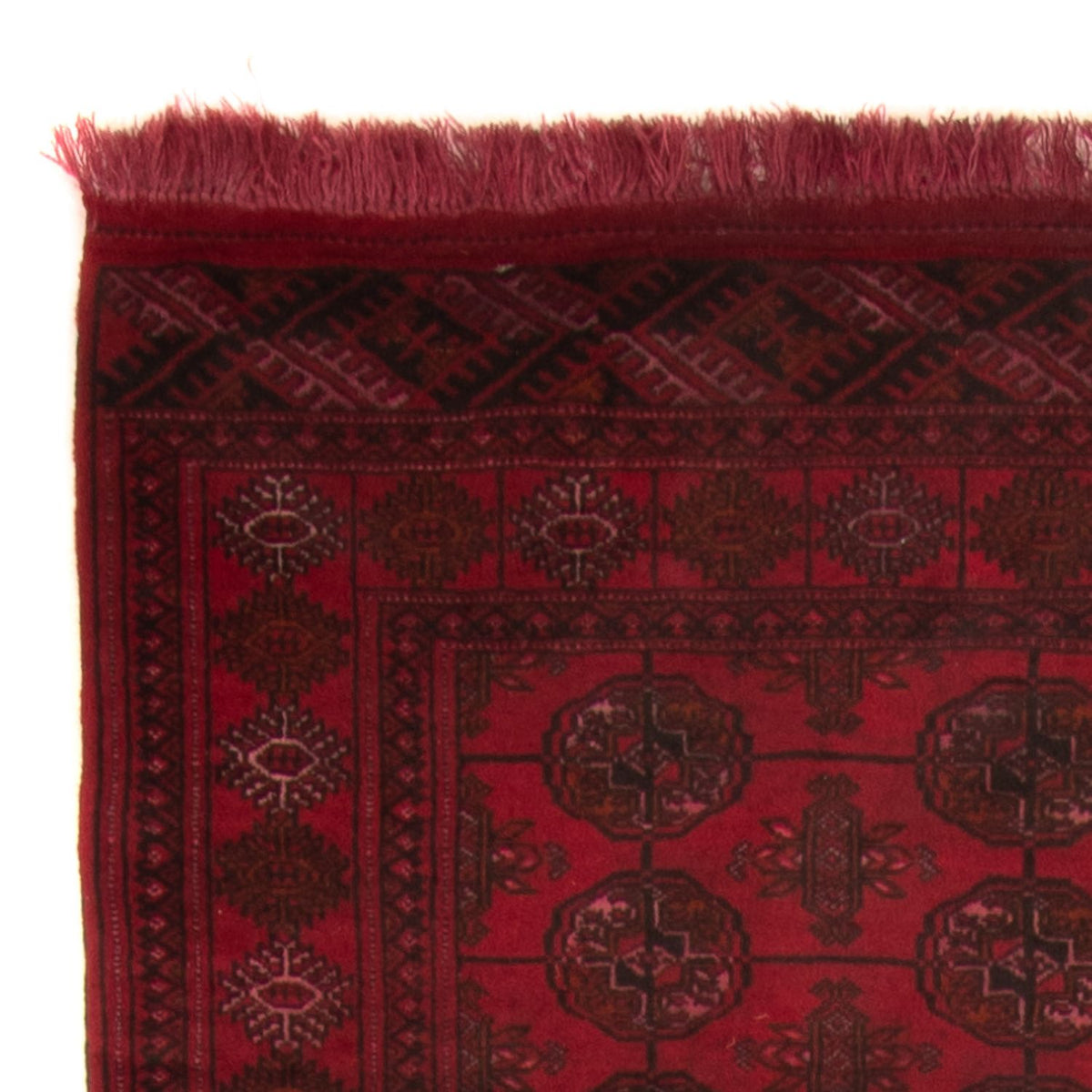Runner Afghan Rug - Bukhara - 280 x 106 cm - dark red