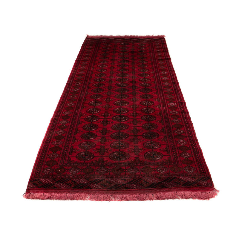 Runner Afghan Rug - Bukhara - 280 x 106 cm - dark red