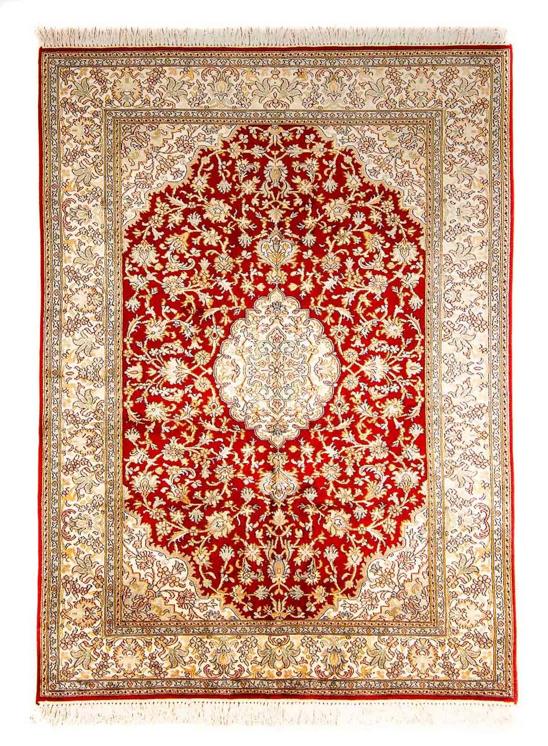 Silk Rug - Kashmir Silk - 186 x 129 cm - red