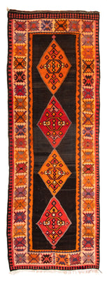 Runner Kelim Rug - Old - 380 x 150 cm - multicolored