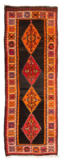 Runner Kelim Rug - Old - 380 x 150 cm - multicolored