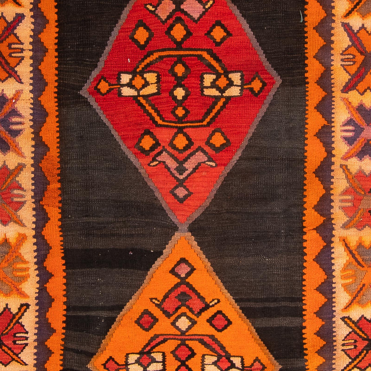 Runner Kelim Rug - Old - 380 x 150 cm - multicolored