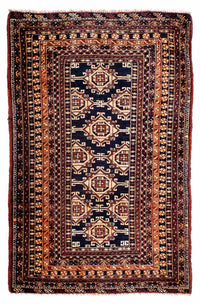 Afghan Rug - 140 x 94 cm - dark blue