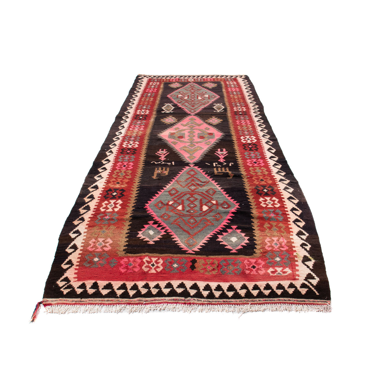 Runner Kelim Rug - Old - 360 x 145 cm - multicolored