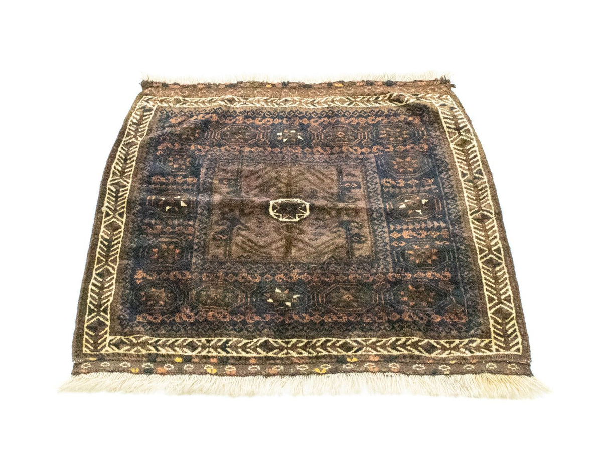 Afghan Rug square  - 80 x 80 cm - blue