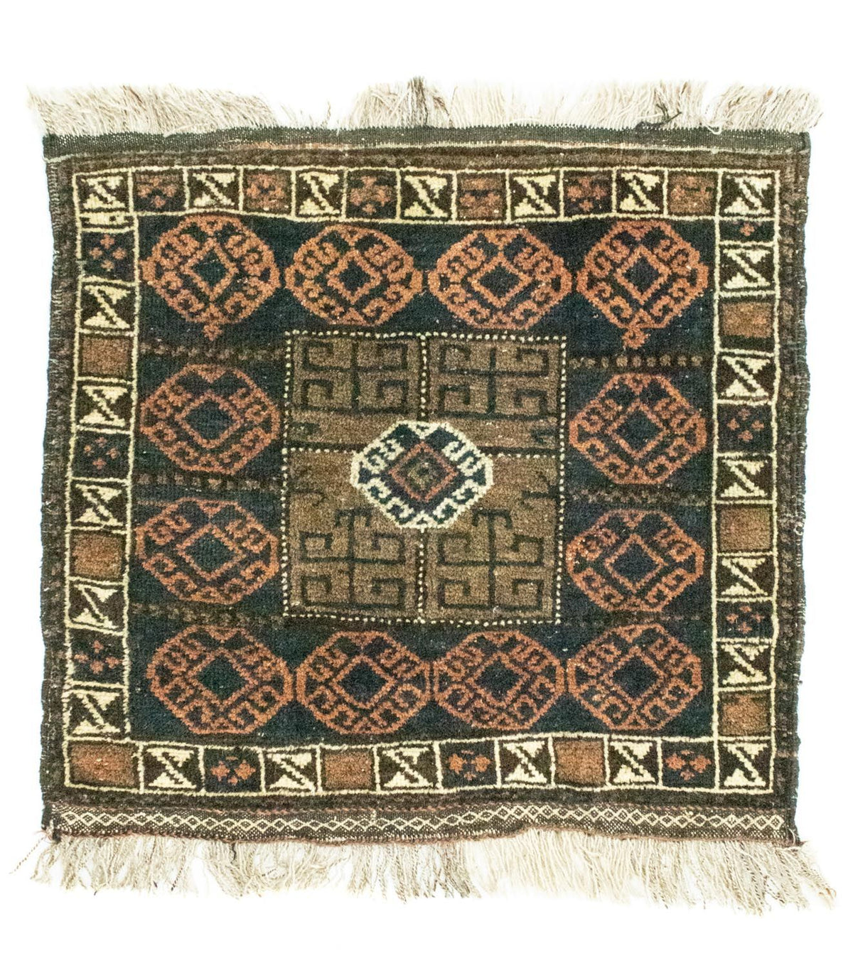 Afghan Rug square  - 66 x 64 cm - blue