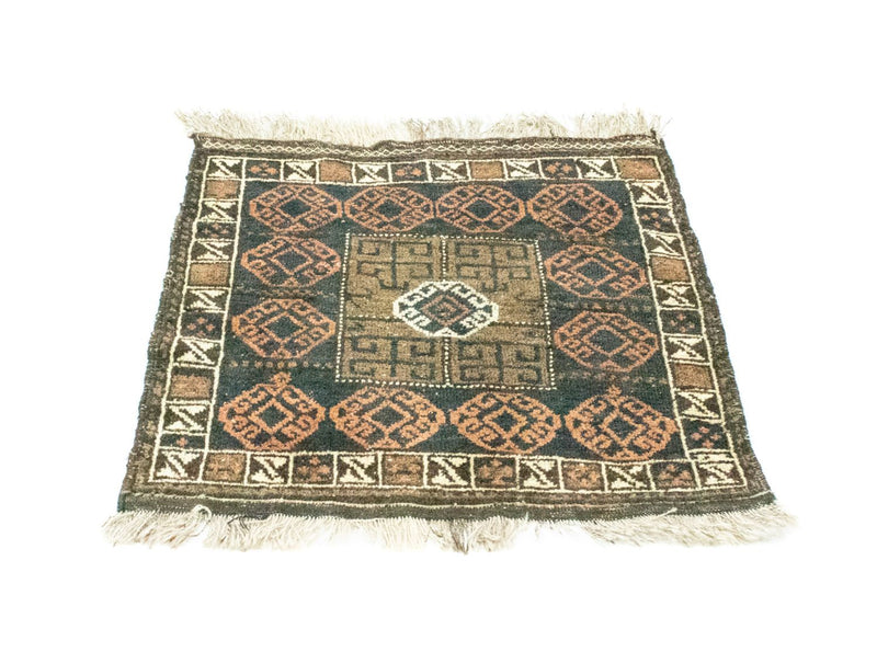 Afghan Rug square  - 66 x 64 cm - blue