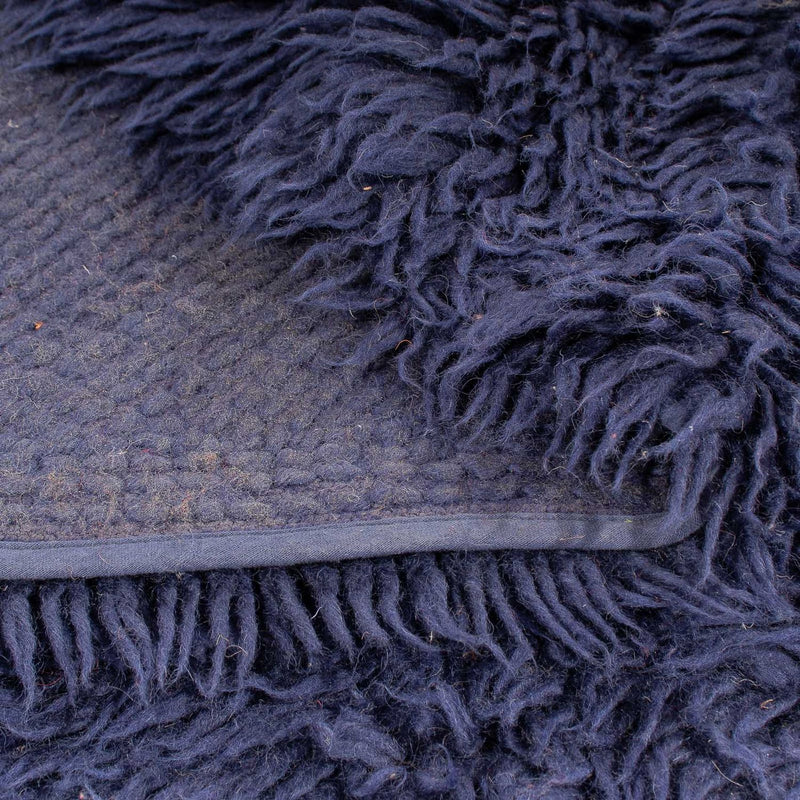 High-Pile Rug round  - 261 x 261 cm - dark blue