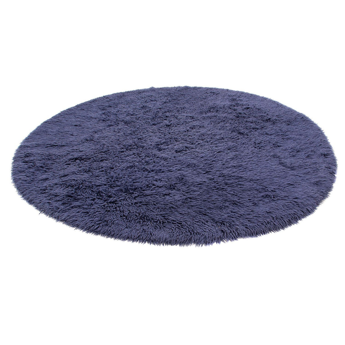 High-Pile Rug round  - 261 x 261 cm - dark blue