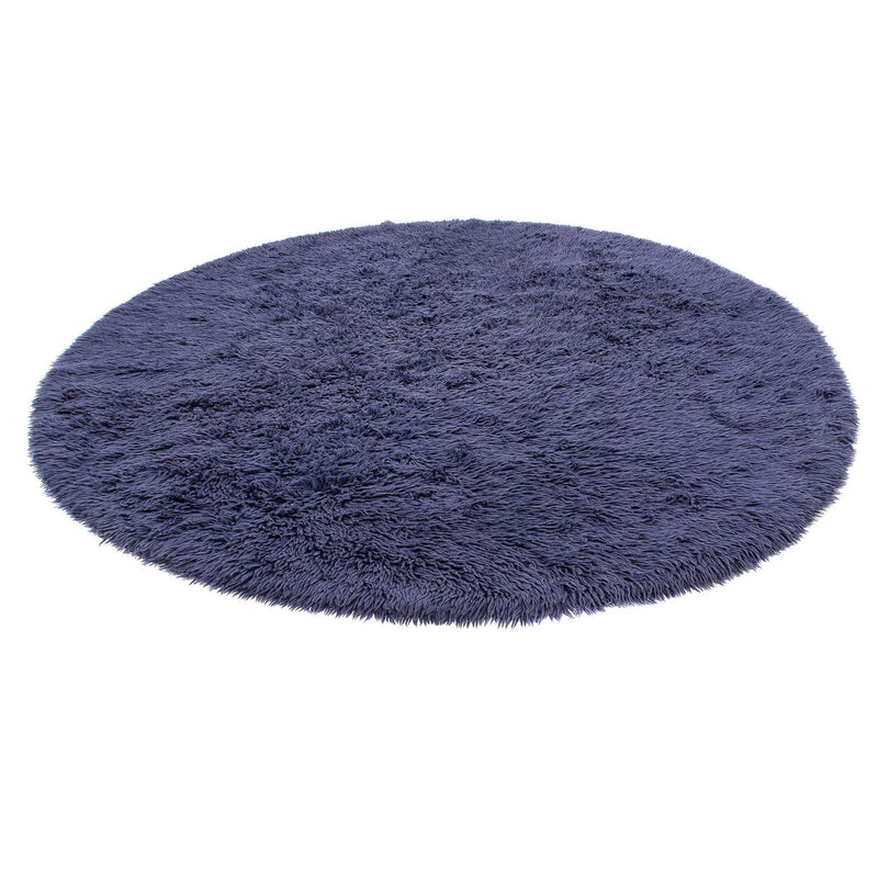 High-Pile Rug round  - 261 x 261 cm - dark blue
