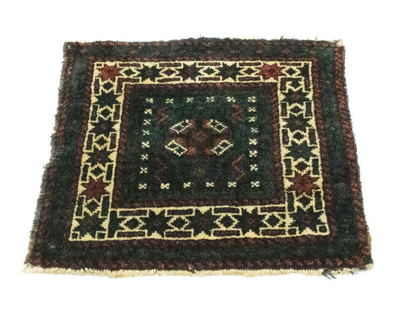 Afghan Rug square  - 35 x 33 cm - blue