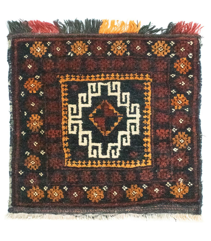Afghan Rug square  - 45 x 42 cm - blue