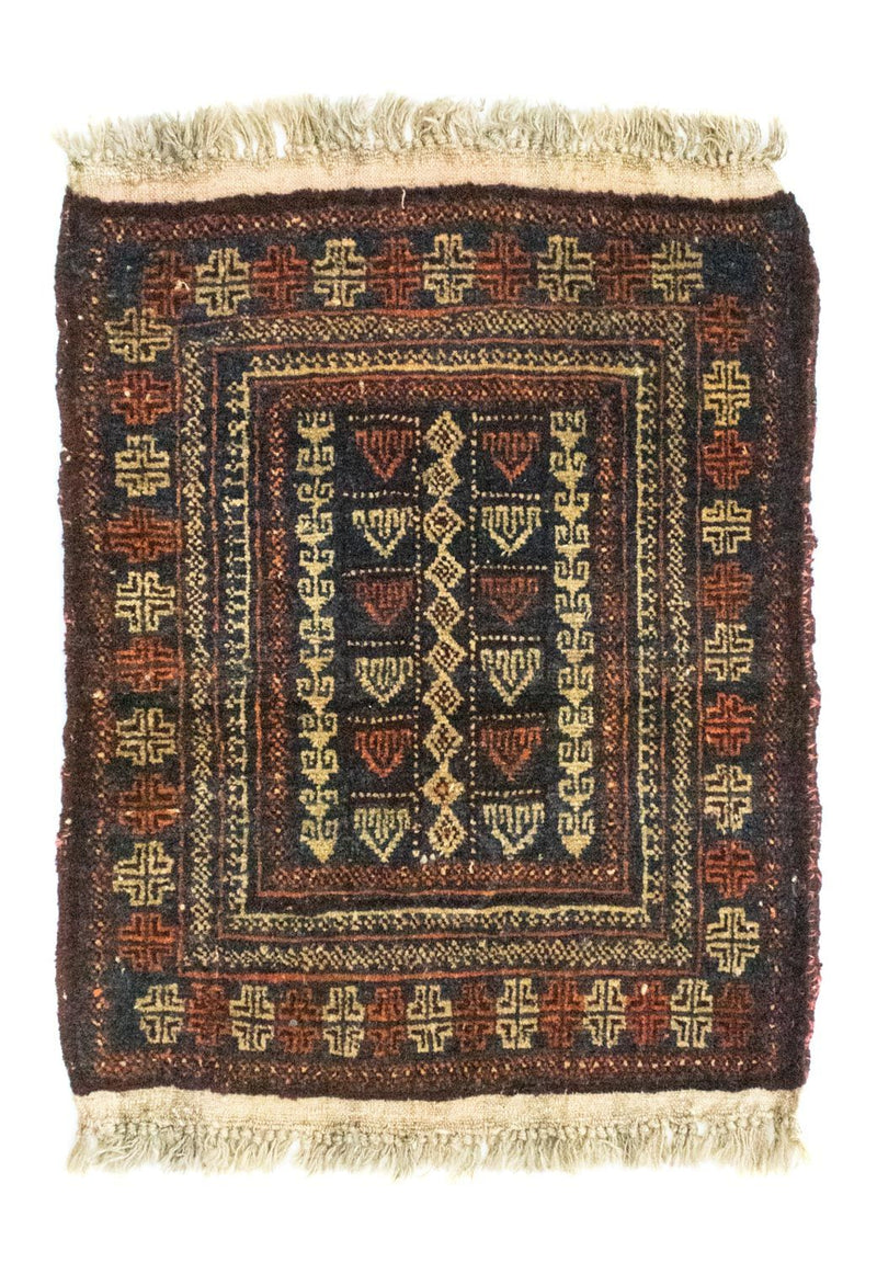 Afghan Rug square  - 70 x 57 cm - blue
