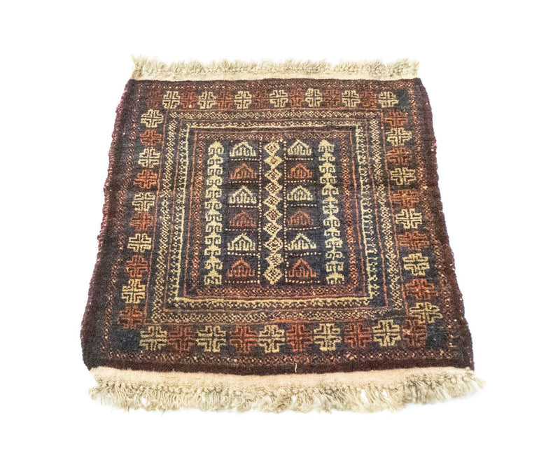Afghan Rug square  - 70 x 57 cm - blue