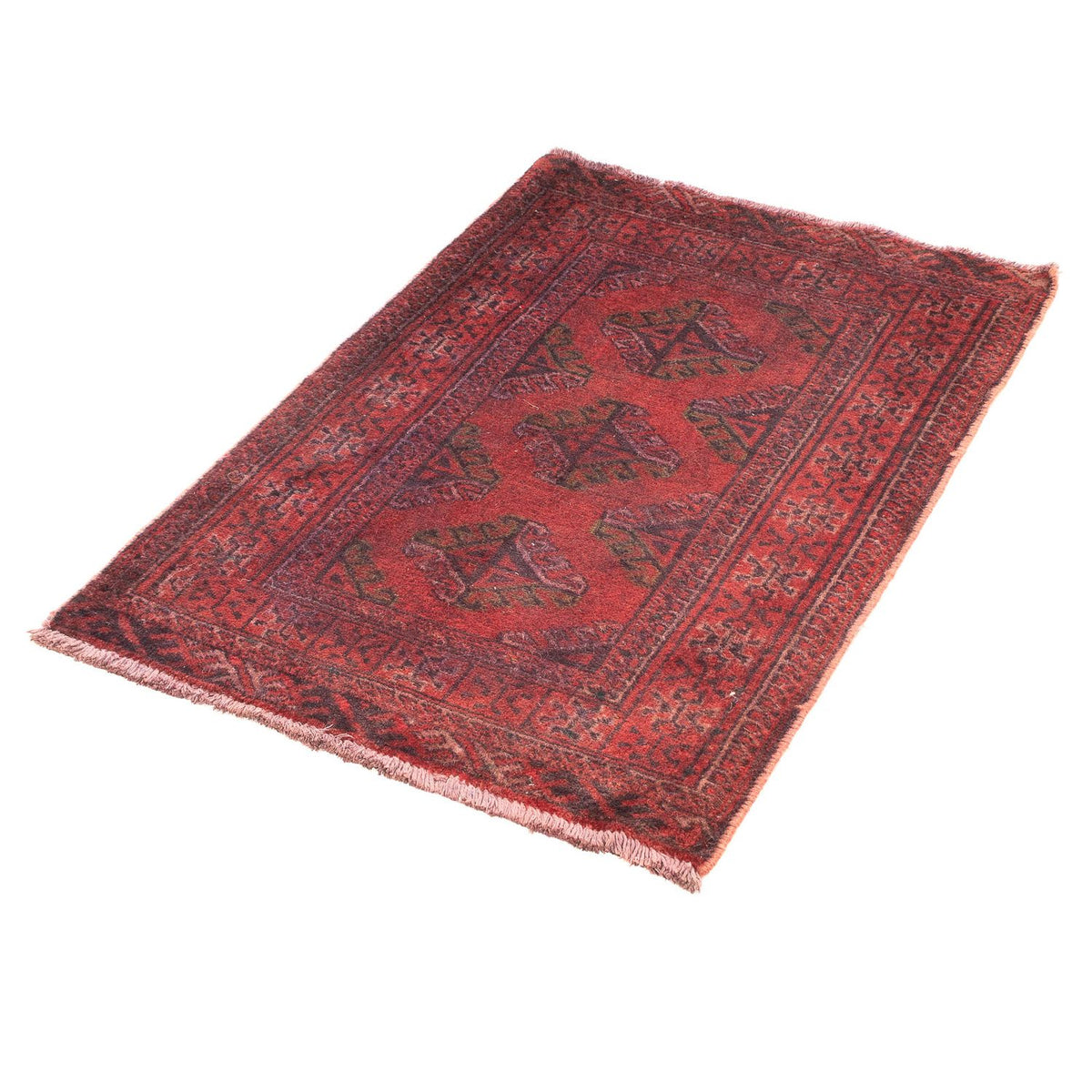 Turkaman Rug - 84 x 66 cm - dark red