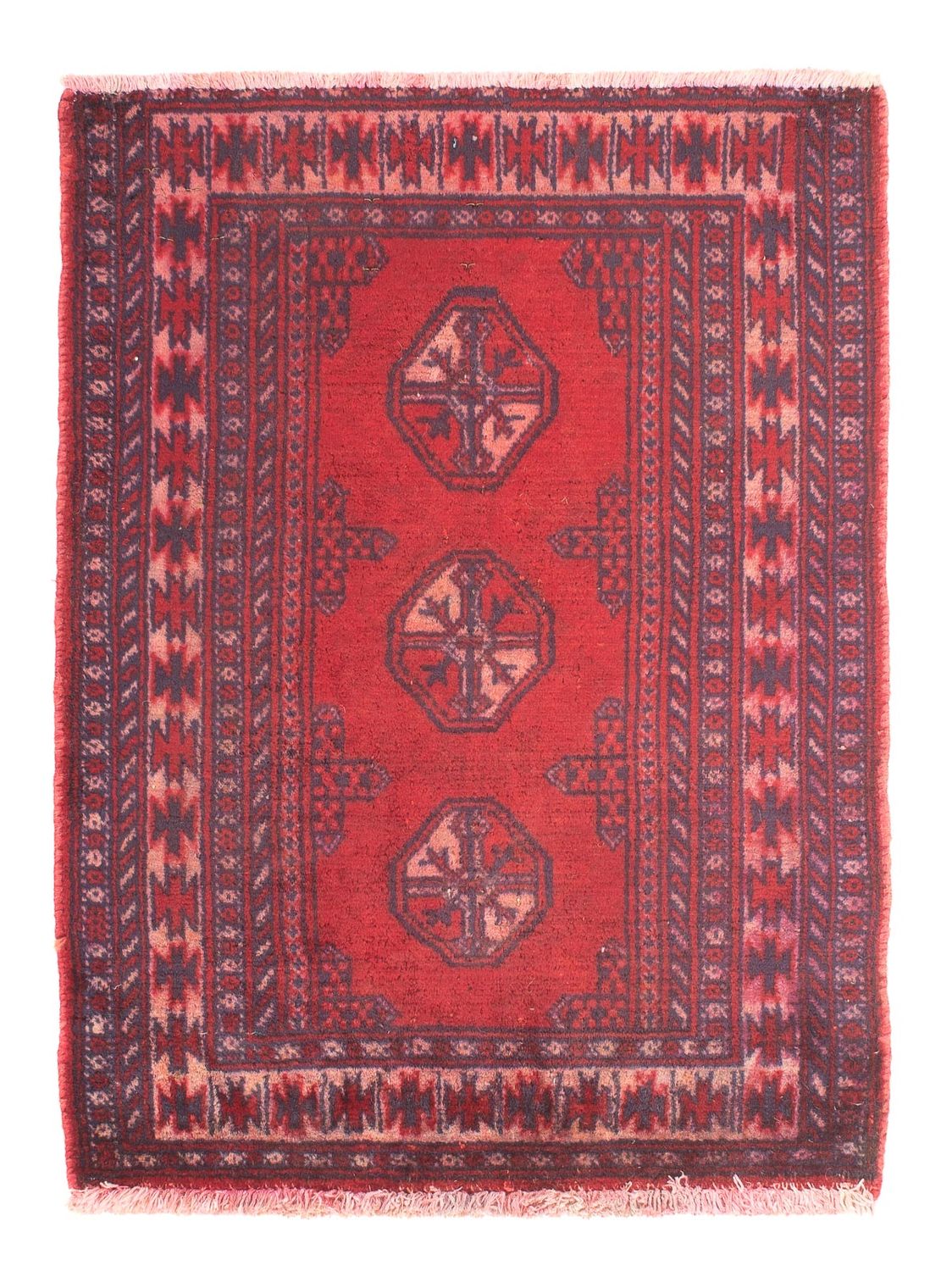 Turkaman Rug - 82 x 61 cm - dark red