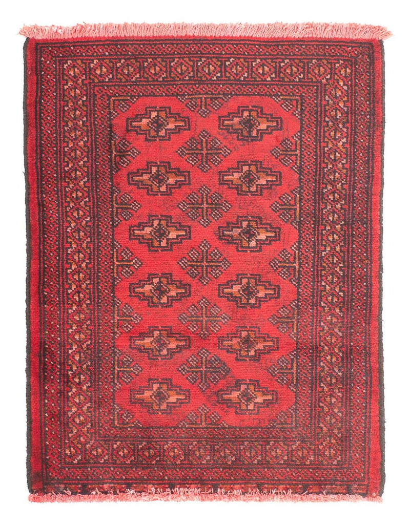 Turkaman Rug - 83 x 62 cm - dark red