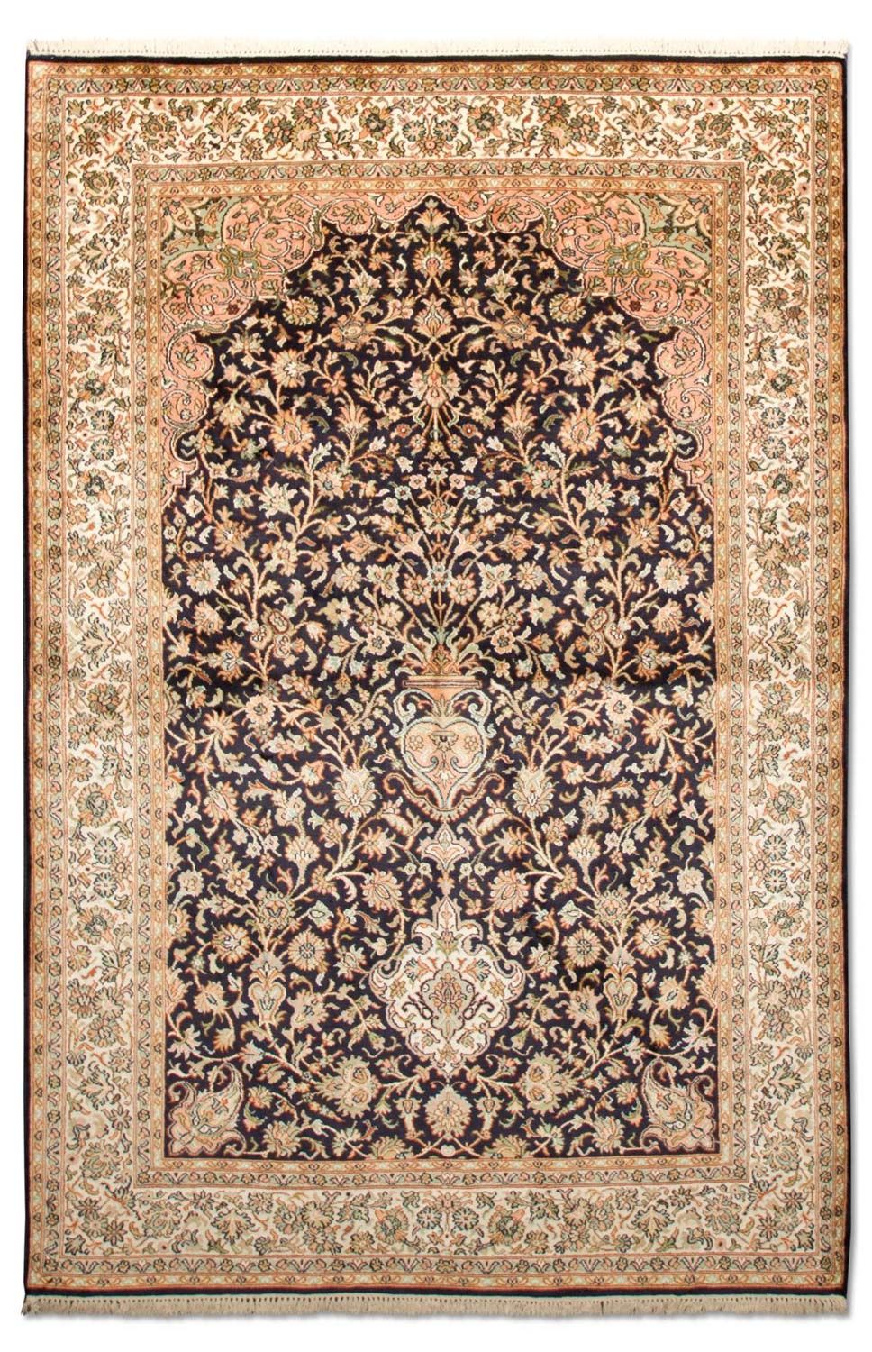 Silk Rug - Kashmir Silk - 190 x 127 cm - dark blue
