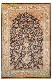 Silk Rug - Kashmir Silk - 190 x 127 cm - dark blue