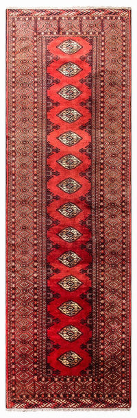 Runner Turkaman Rug - 369 x 106 cm - red