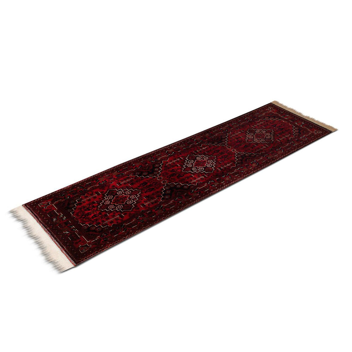 Runner Afghan Rug - Kunduz - 286 x 81 cm - red