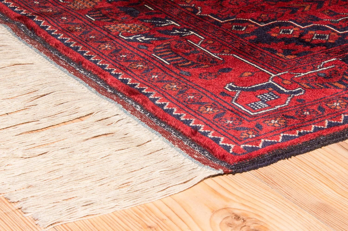 Runner Afghan Rug - Kunduz - 286 x 81 cm - red