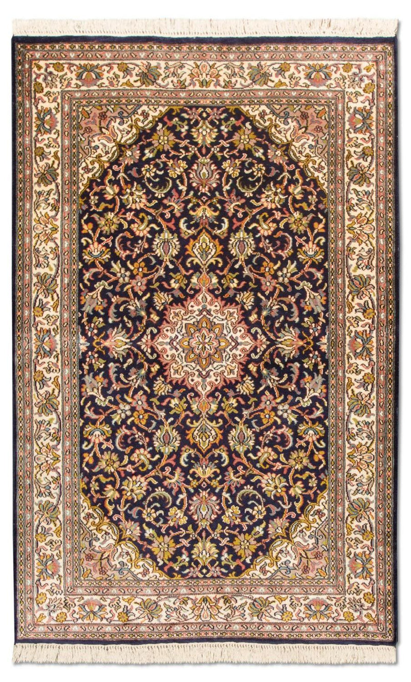 Silk Rug - Kashmir Silk - 150 x 93 cm - dark blue