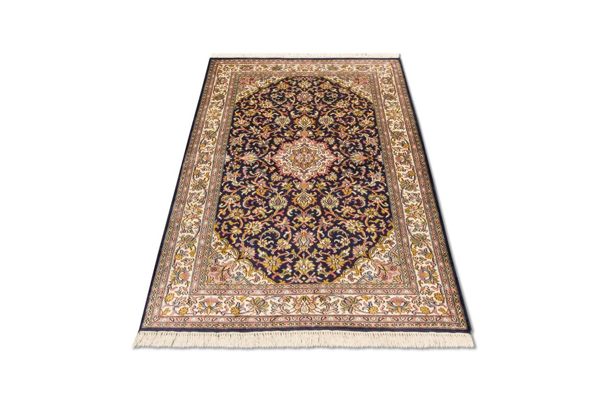 Silk Rug - Kashmir Silk - 150 x 93 cm - dark blue