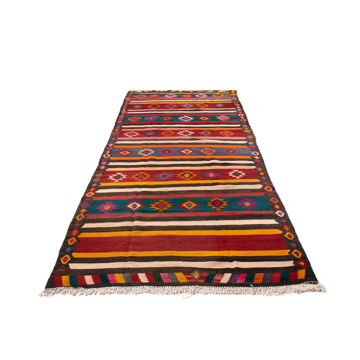 Runner Kelim Rug - Old - 330 x 145 cm - multicolored