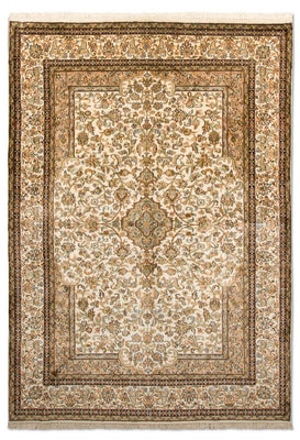 Silk Rug - Kashmir Silk - 186 x 126 cm - beige