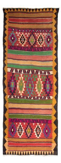 Runner Kelim Rug - Old - 355 x 140 cm - multicolored