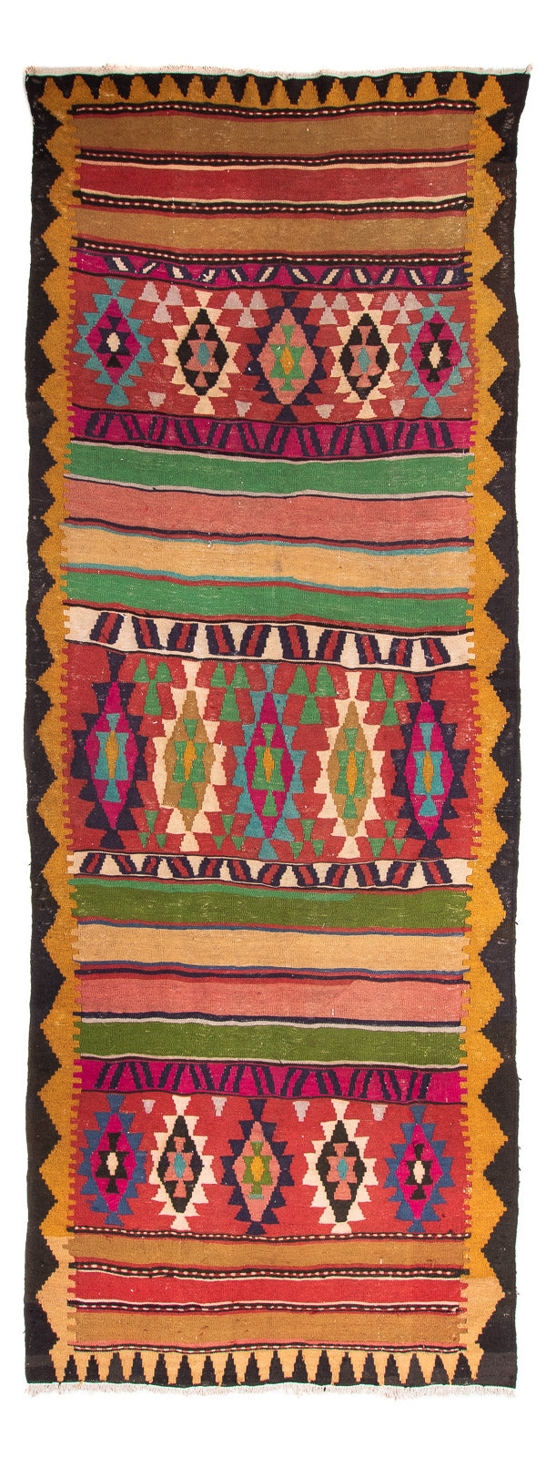Runner Kelim Rug - Old - 355 x 140 cm - multicolored