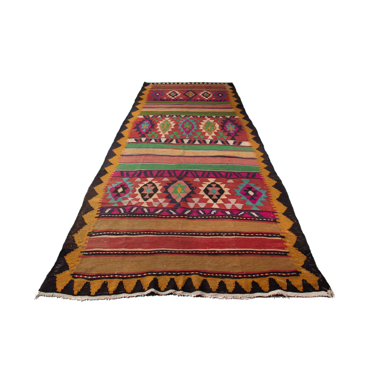 Runner Kelim Rug - Old - 355 x 140 cm - multicolored