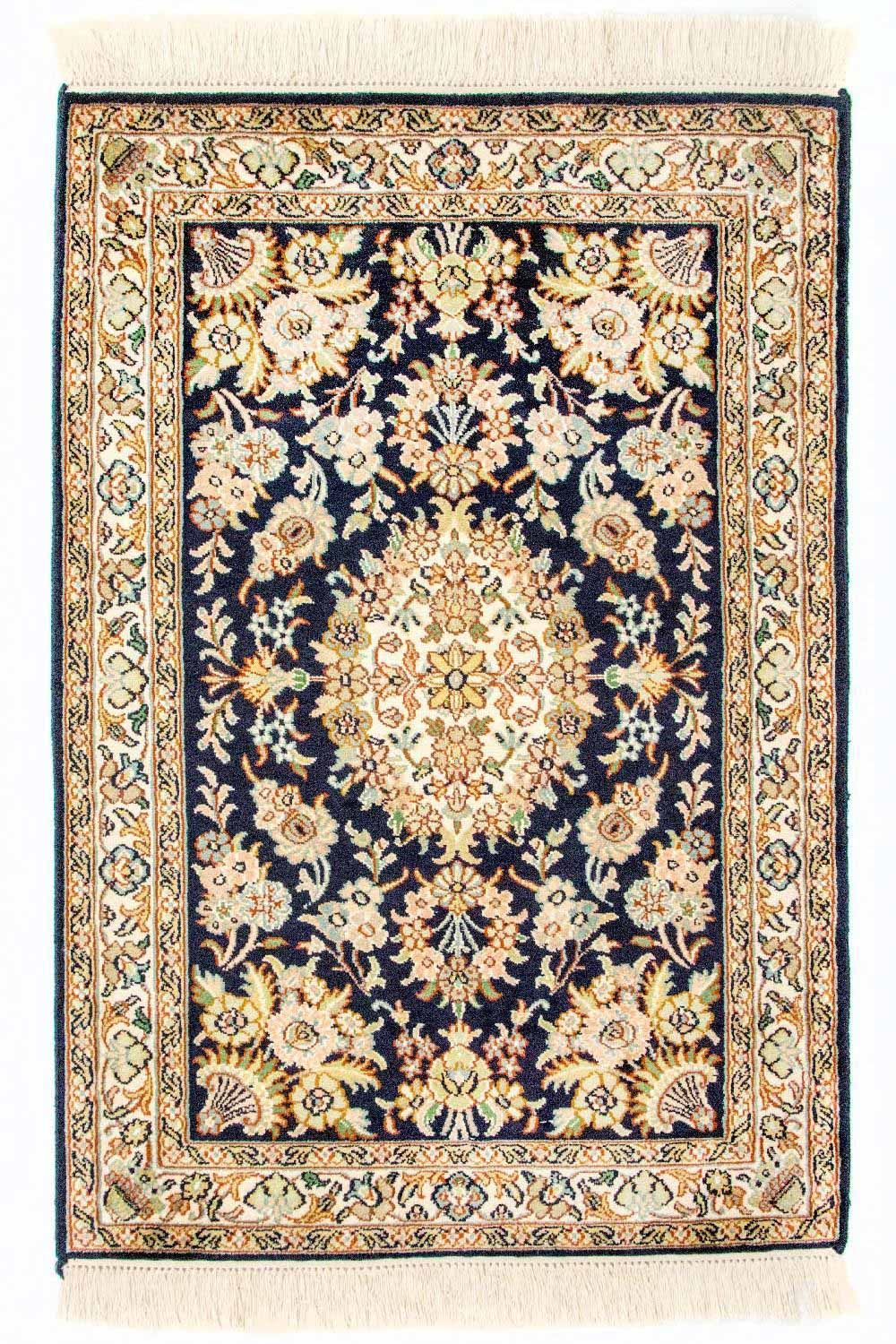 Silk Rug - Kashmir Silk - 98 x 63 cm - blue