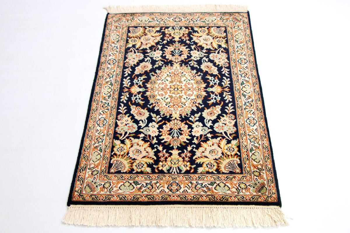 Silk Rug - Kashmir Silk - 98 x 63 cm - blue