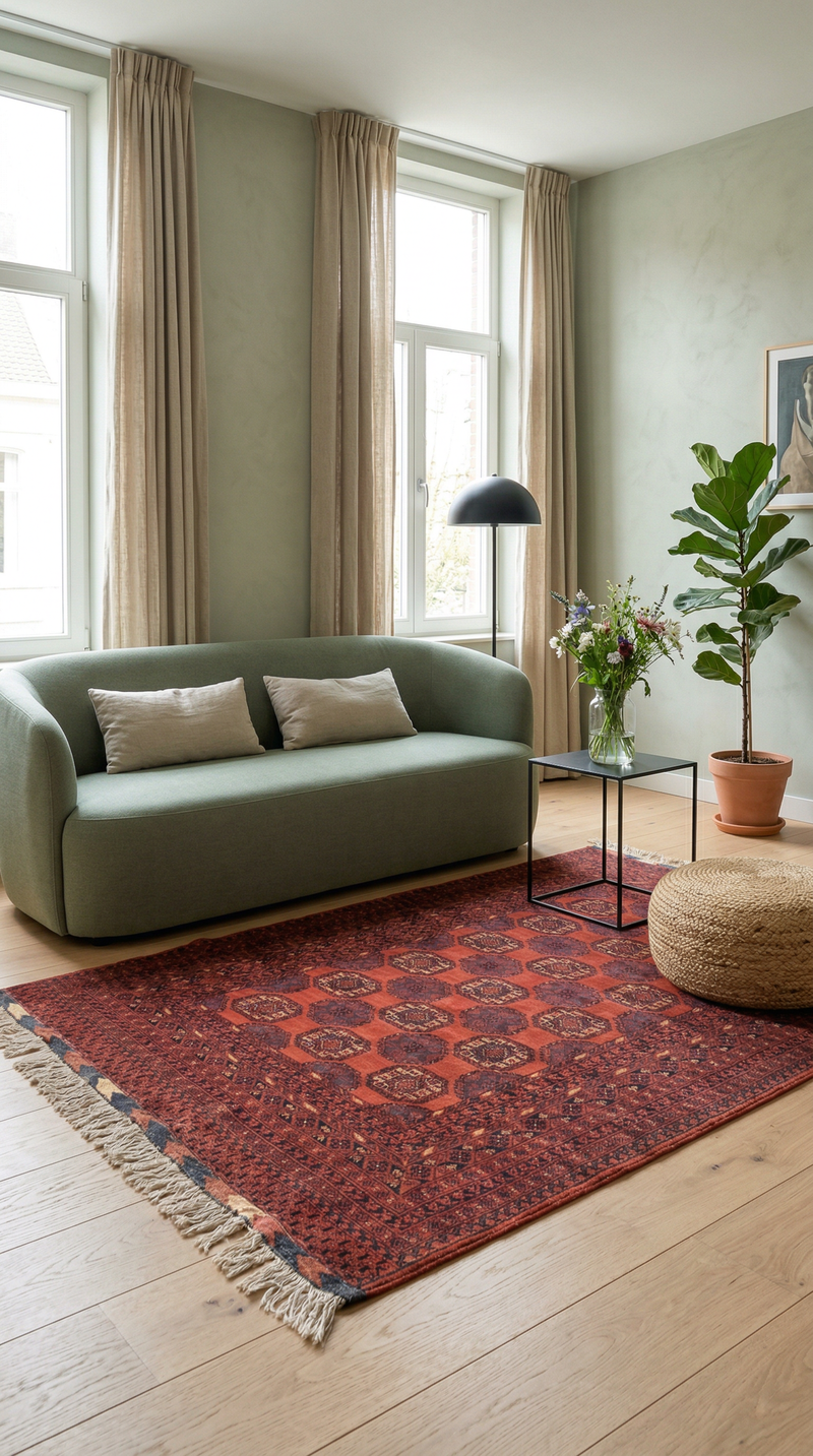 Turkaman Rug - 200 x 148 cm - red