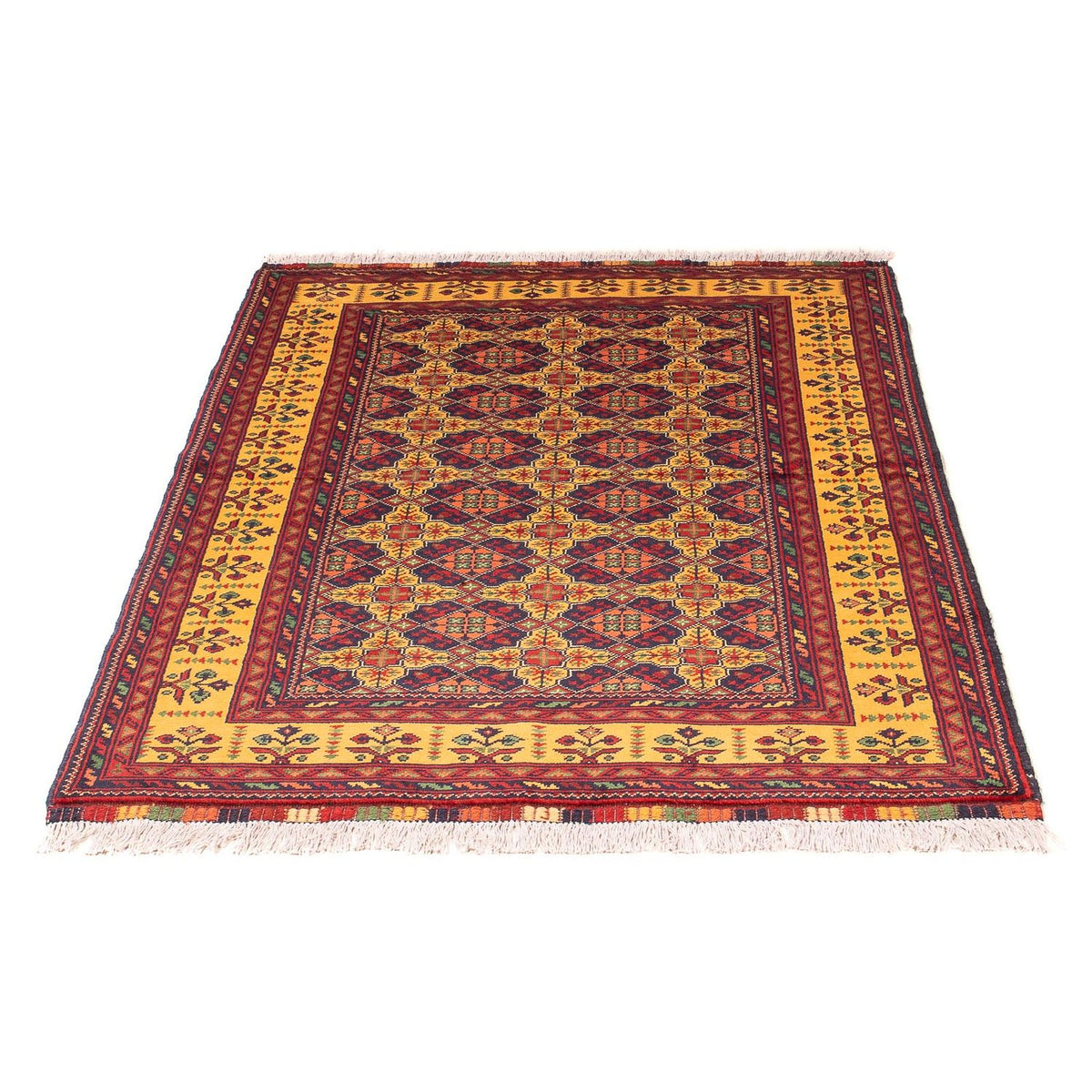 Runner Afghan Rug - Bukhara - 208 x 90 cm - multicolored