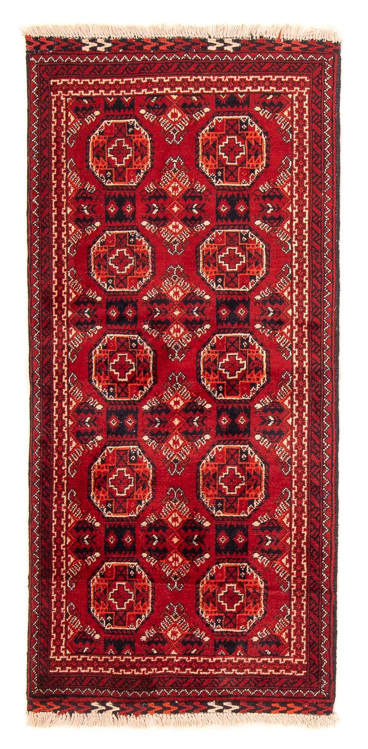 Runner Afghan Rug - 106 x 49 cm - dark red