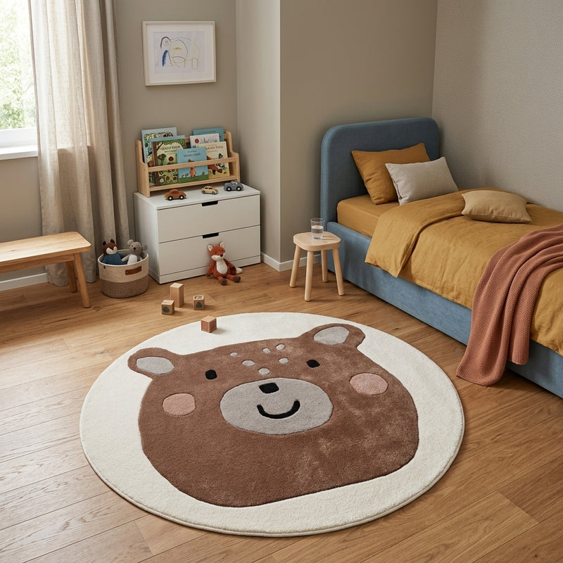 Bear Face Kids Rug Round