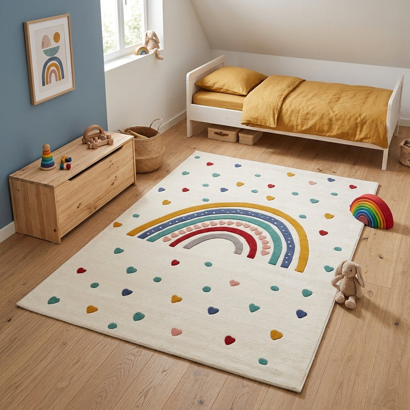 Rainbow Hearts Kids Rug