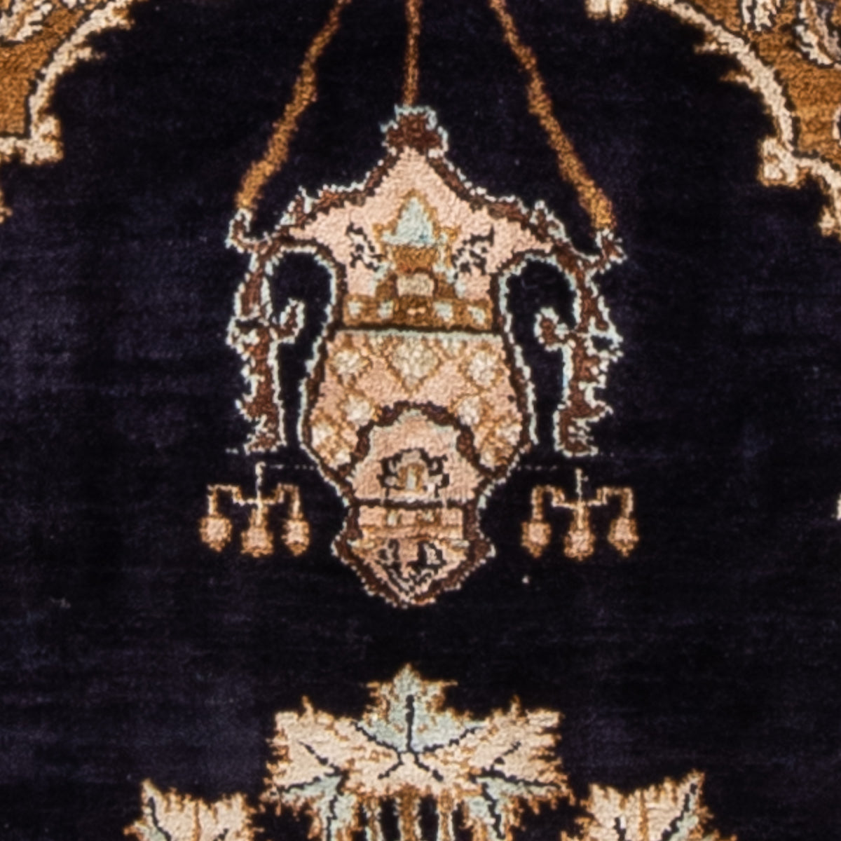 Silk Rug - Ghom Silk - Premium - 72 x 57 cm - dark blue