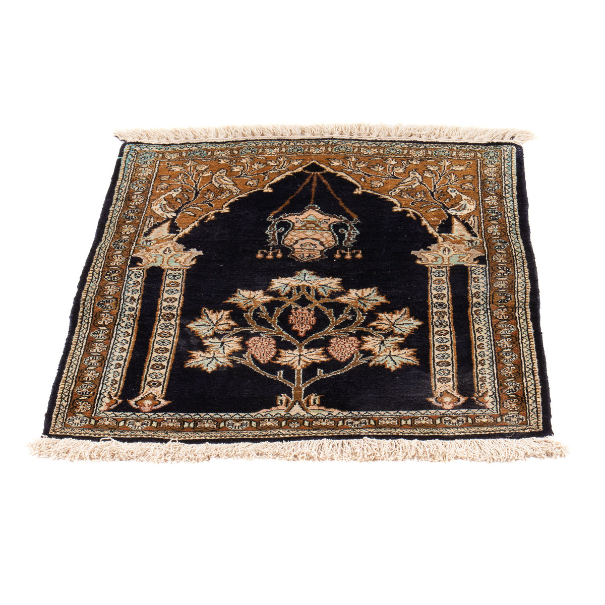 Silk Rug - Ghom Silk - Premium - 72 x 57 cm - dark blue