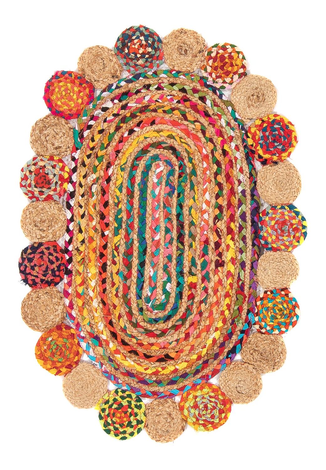 Sisal Rug oval  - 91 x 61 cm - multicolored